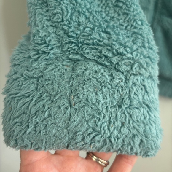 Mini Boden Girls Size 11-12 Fuzzy Sherpa Full Zip Up Jacket turquoise - Picture 5 of 7